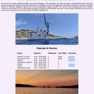 Bildschirmfoto der Webseite "Die Yachties" - eindampfen-in-die-vorspring.de