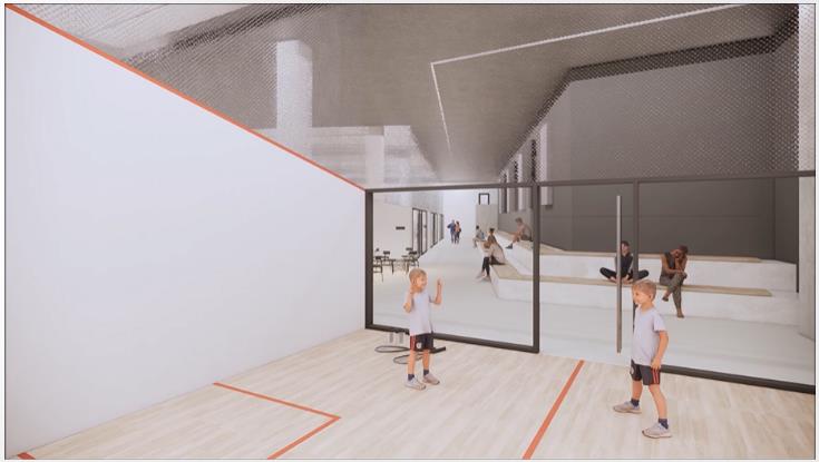 Heinz-Steyer-Stadion Visualisierung des Squash Courts Bereiches für den 1. Squash Club Dresden e.V.