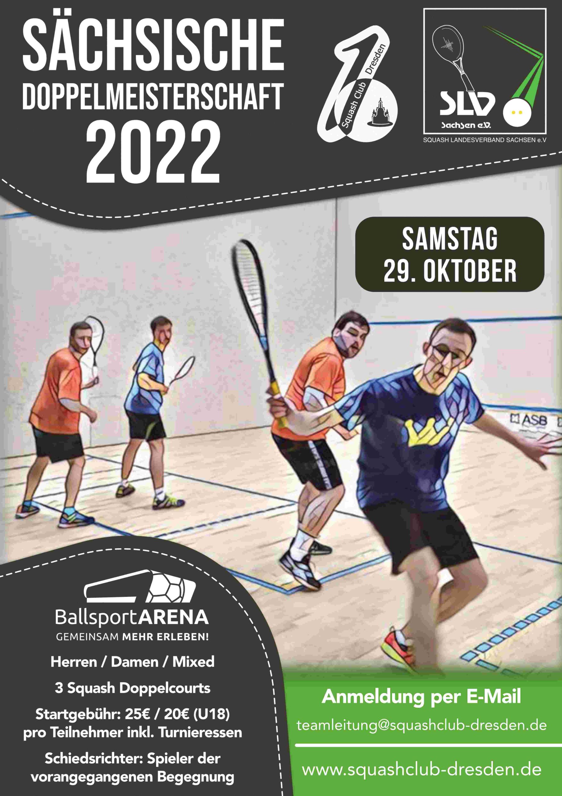 Plakat 1. Sächsiche Squash Doppelmeisterschaft 2022