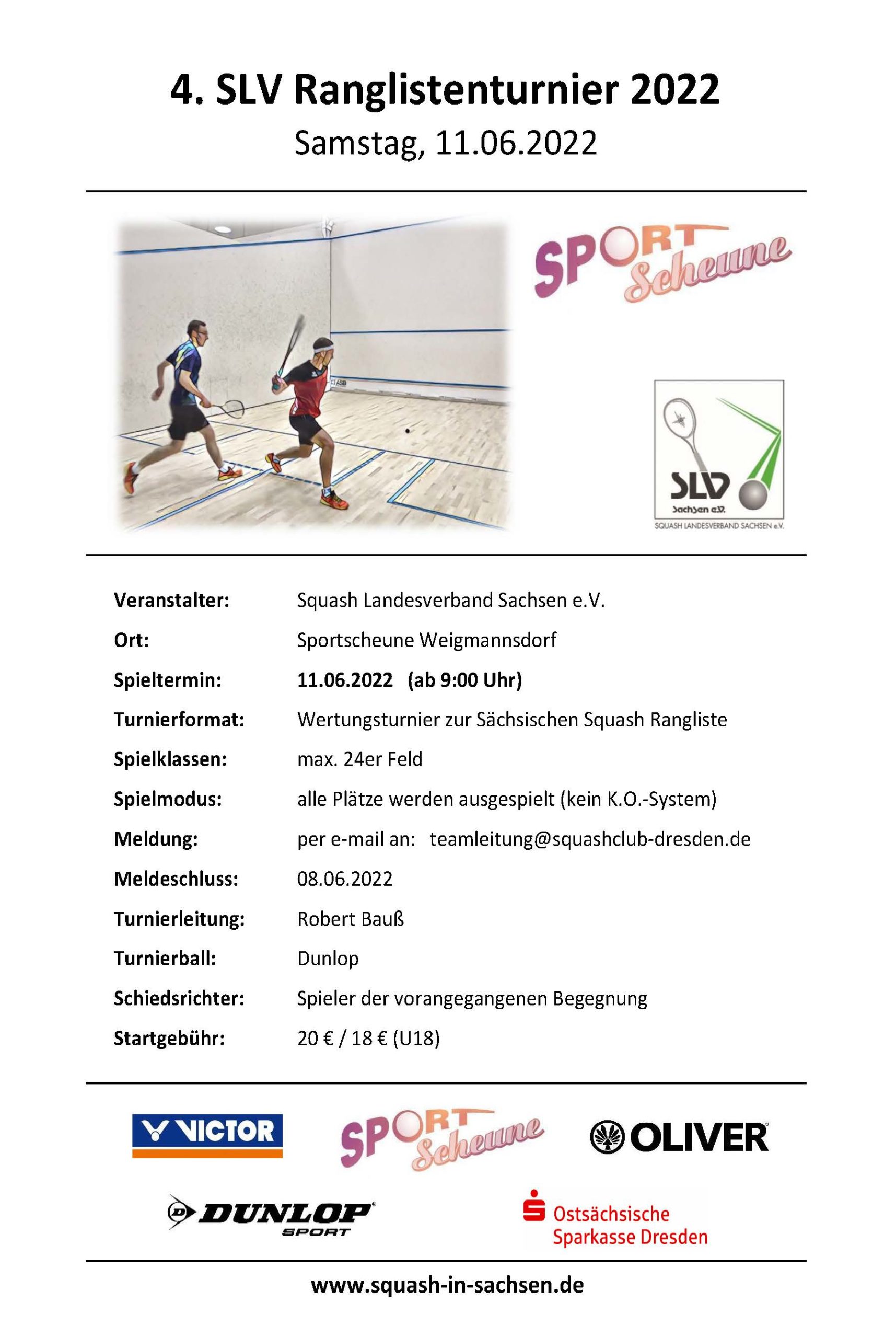 Plakat 2. Sächsiche Squash Ranglisteturnier 2022 in Weigmannsdorf