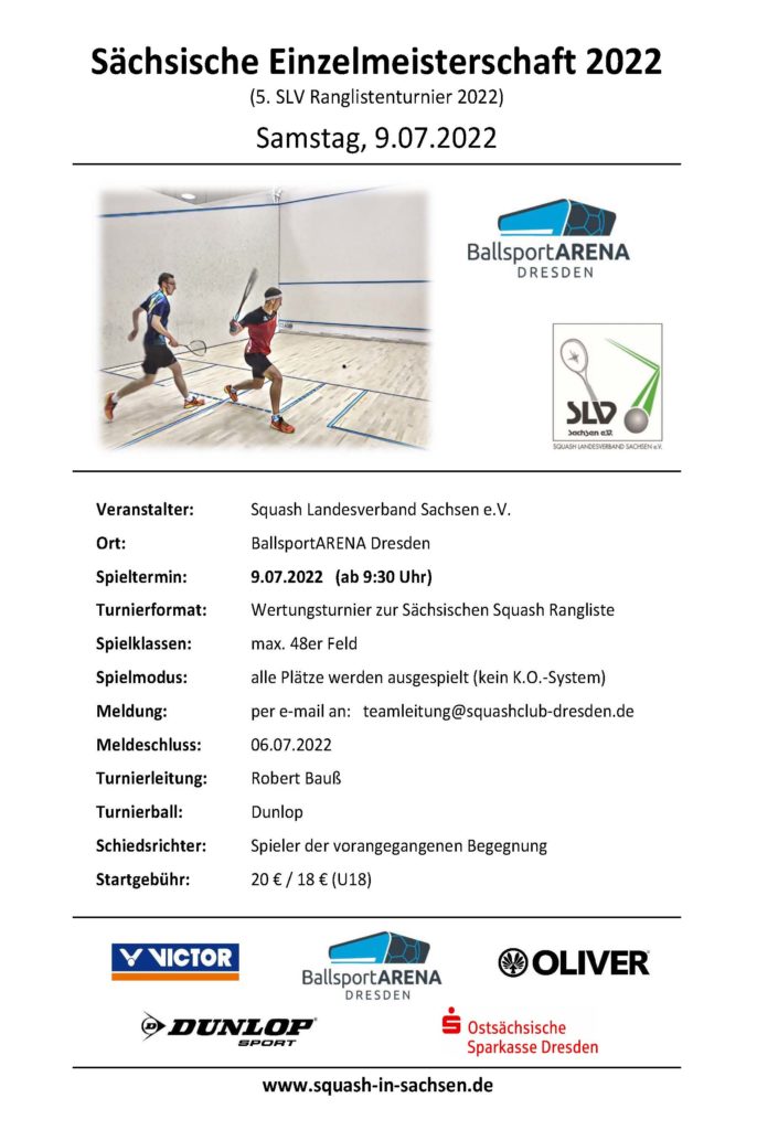 Plakat Sächsische Einzelmeisterschaft 2022 in der BallsportARENA Dresden